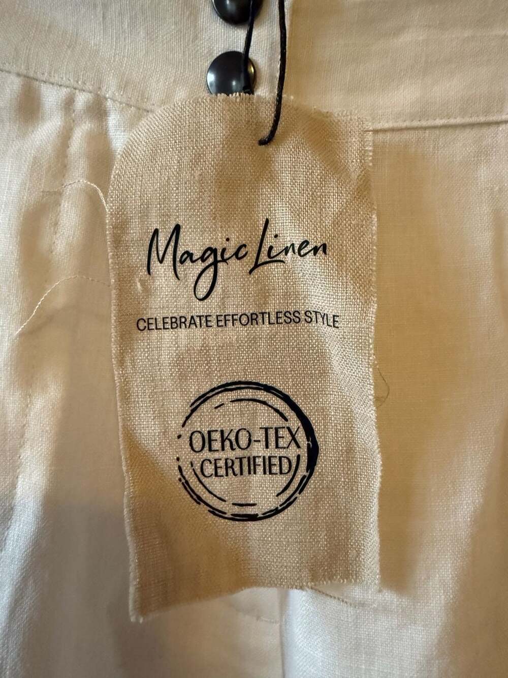 MagicLinen Wide Leg Linen Pants Banff White Medium - Picture 7 of 8